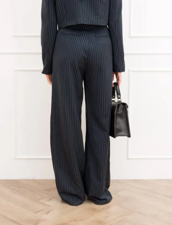 Mayra pantalon gestreept donker blauw