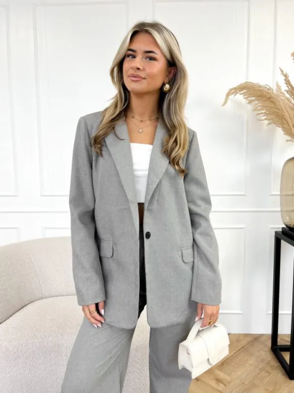 Millie strass blazer grijs