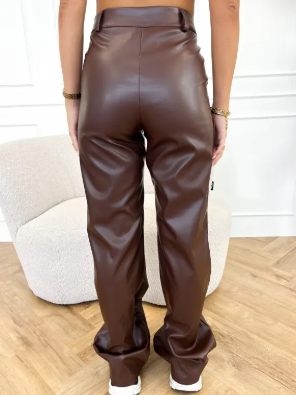 Molly leren wide leg broek
