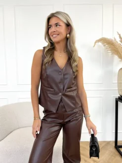 Molly leren wide leg broek