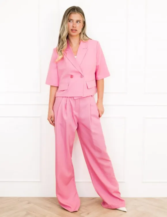 Nori cropped blazer roze
