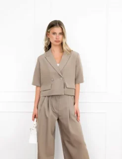 Nori cropped blazer taupe