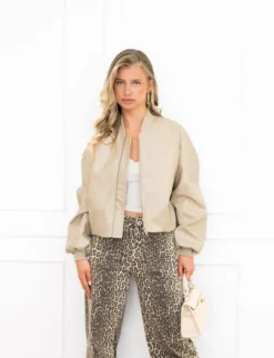 Rana leren bomberjas beige