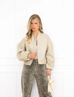 Rana leren bomberjas beige