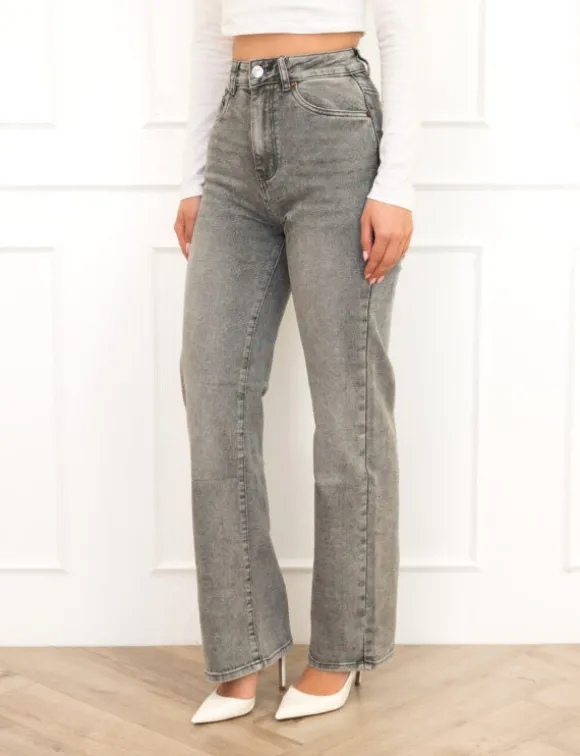 Rosa wide leg jeans grijs