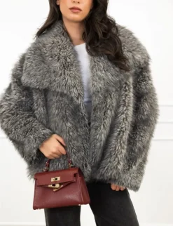Sasha faux fur jas grijs