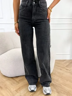 Scottie wide leg jeans donkergrijs