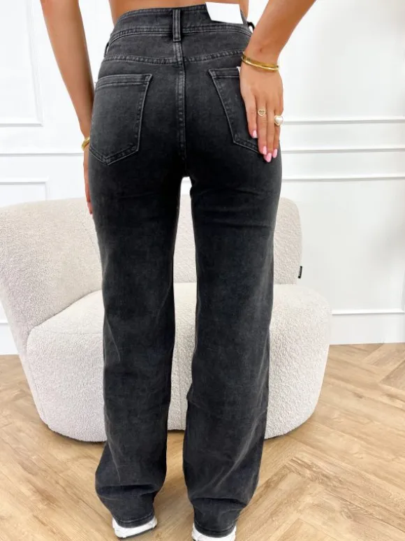 Scottie wide leg jeans donkergrijs