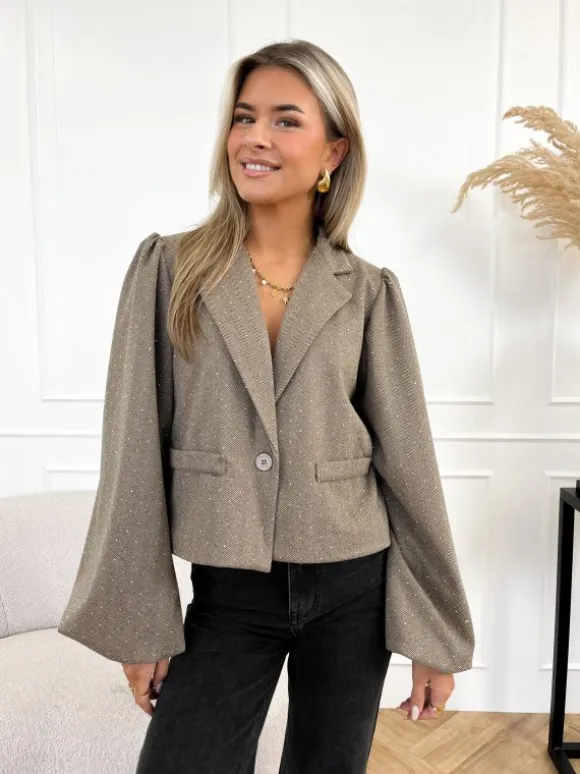 Selena strass blazer taupe