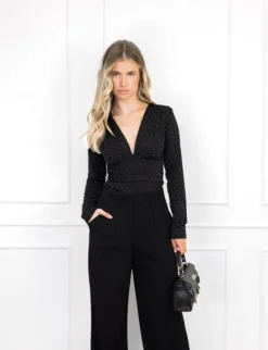 Selma strass body zwart