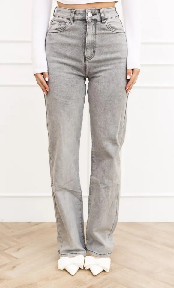 Silke wide leg jeans licht grijs