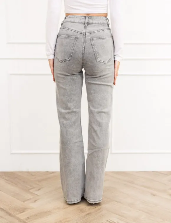 Silke wide leg jeans licht grijs