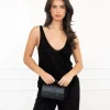 Silvie strass top zwart