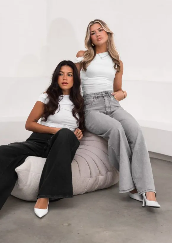 Tezz pallazo fit jeans zwart