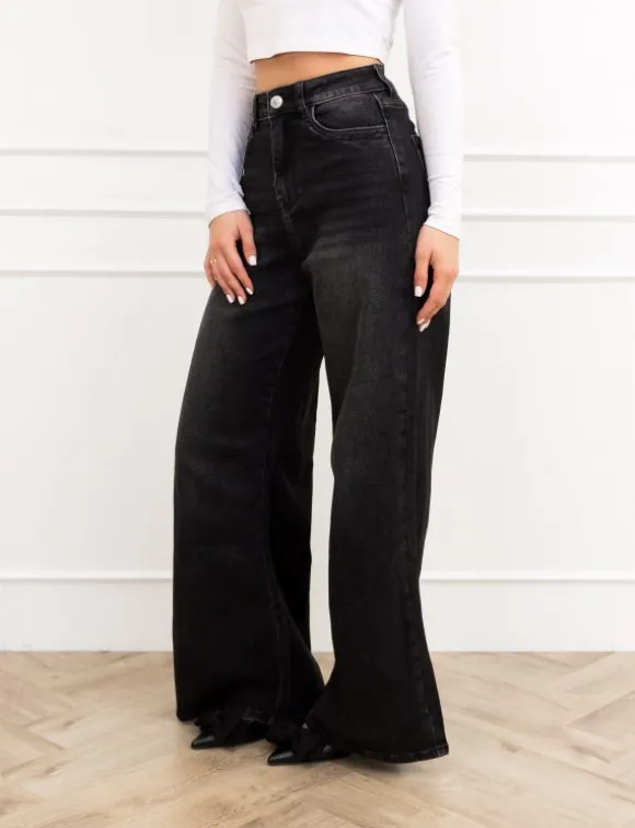 Tezz pallazo fit jeans zwart