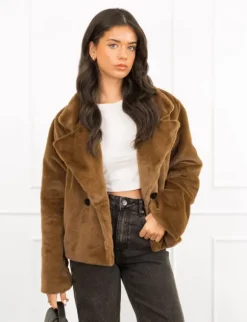 Vanity faux fur jas bruin