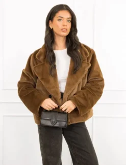 Vanity faux fur jas bruin