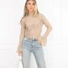 Yenna kanten top beige